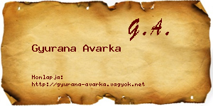 Gyurana Avarka névjegykártya